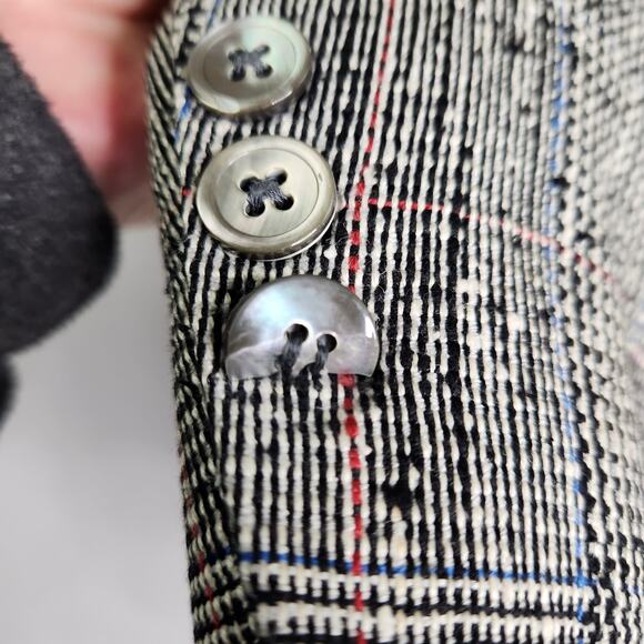 Burberry 100% Silk Plaid Check Blazer Sport Jacket Broken Buttons Glenn Plaid - Picture 6 of 16